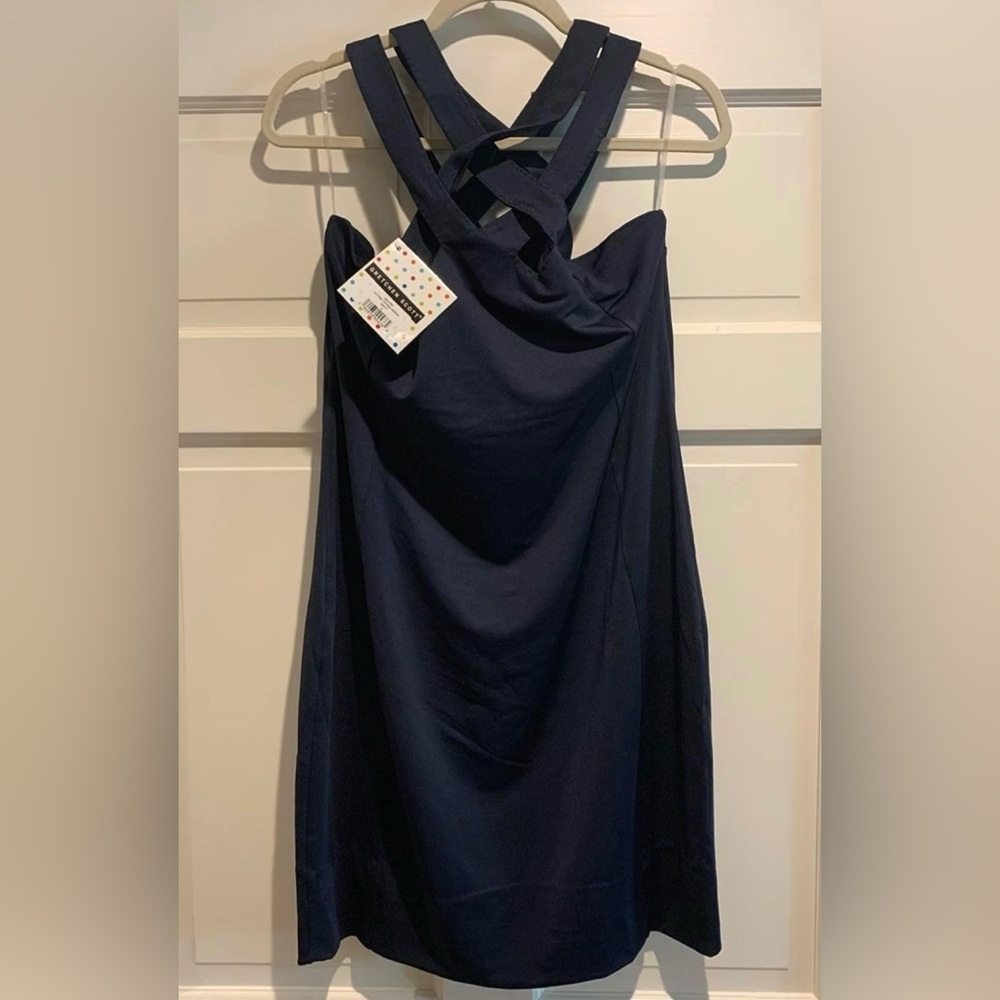 Gretchen Scott “Hotsie Totsie Dress”. Navy, NWT, size L.